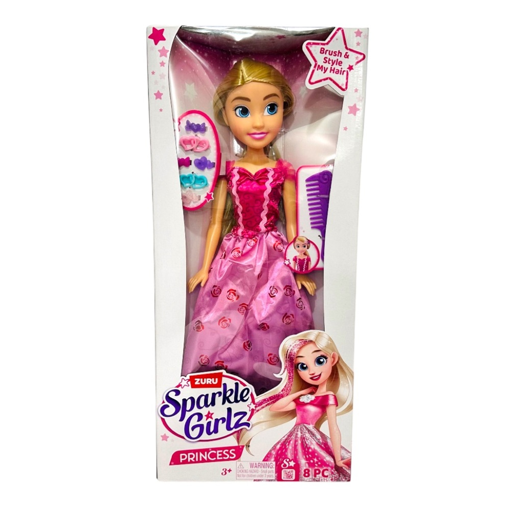 🆕 Zuru Sparkle Girlz Princess 18” Blonde Hair Doll W/ Comb & Hair Barrettes Bow